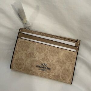 Coach Tan Card Holder with Zipper Pouch